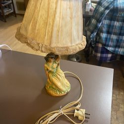 Vintage Chalkware Southern BellGirl Lamp 1920S To 40S