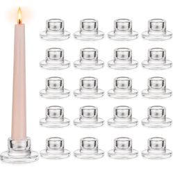 Glasseam Glass Tapered Candlestick Holders: 20Pcs Small Taper Candle Holders Bulk Short Candle Stick Candle Holder Clear Modern Candle Holder for Tabl