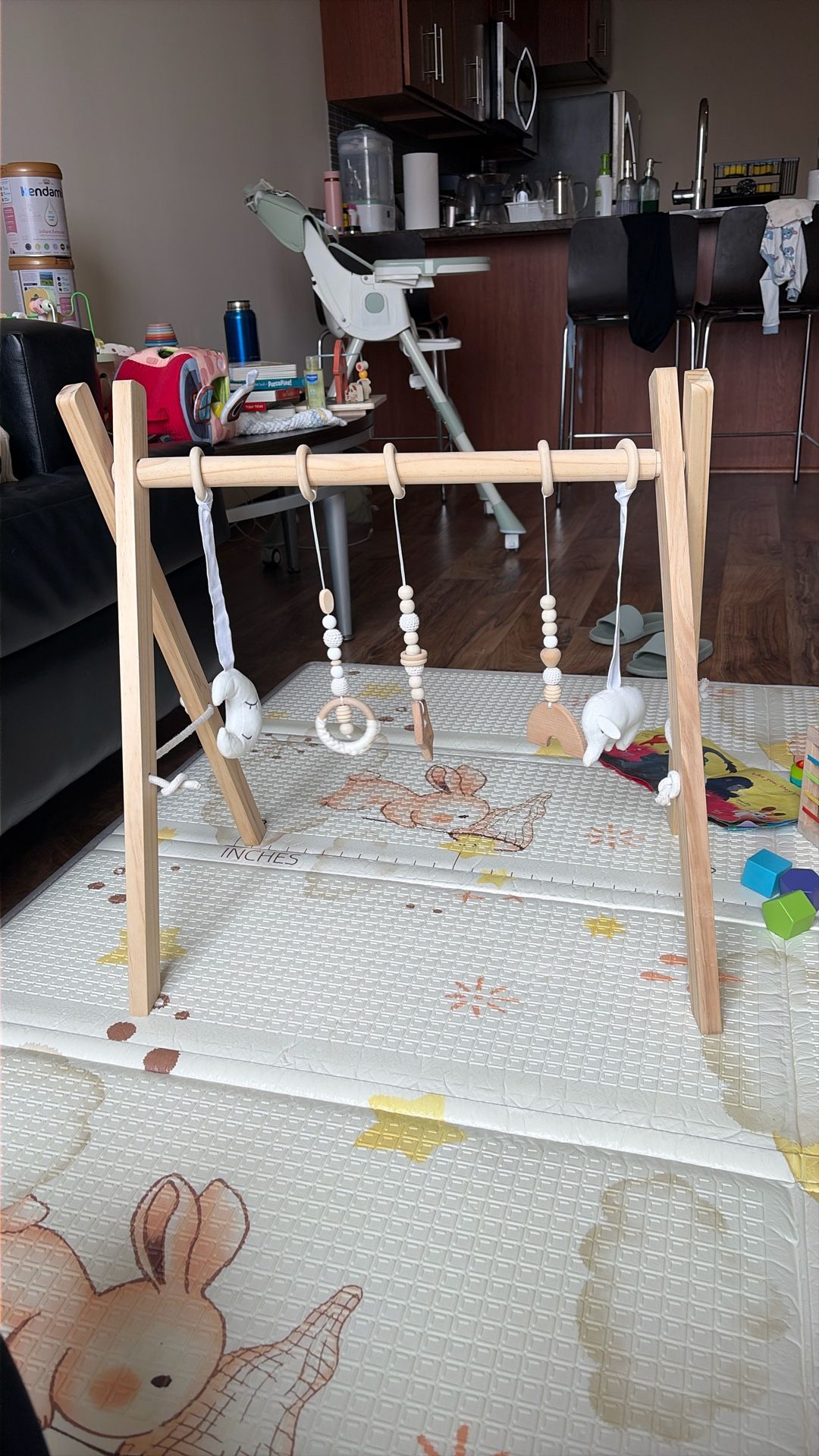Baby foldable wooden play gym