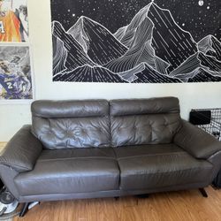 2 Leather Couches  Grey 