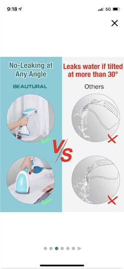 BEAUTURAL Steamer for Clothes, Portable Handheld Garment Fabric Wrinkles  Remover, 30-Second Fast Heat-up, Auto-Off, Large Detachable Water Tank