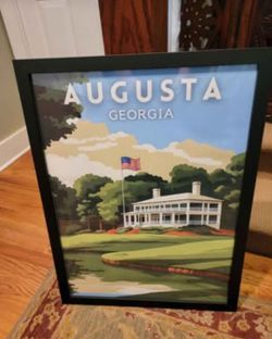 Masters Golf Augusta National Golf Course Framed Canvas Print  20x27"