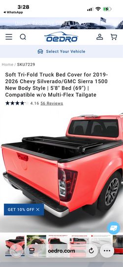 soft tri-fold truck bed cover for 2019-2026 chevy silverado gmc sierra 1500 new body style 5'8" bef (69") compatible w/o muti-dlex trailgate