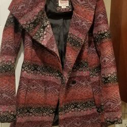 Coat: Mossimo button-up maroon pattern, women's small