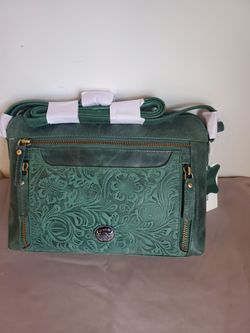 Green Tooled Leather Purse