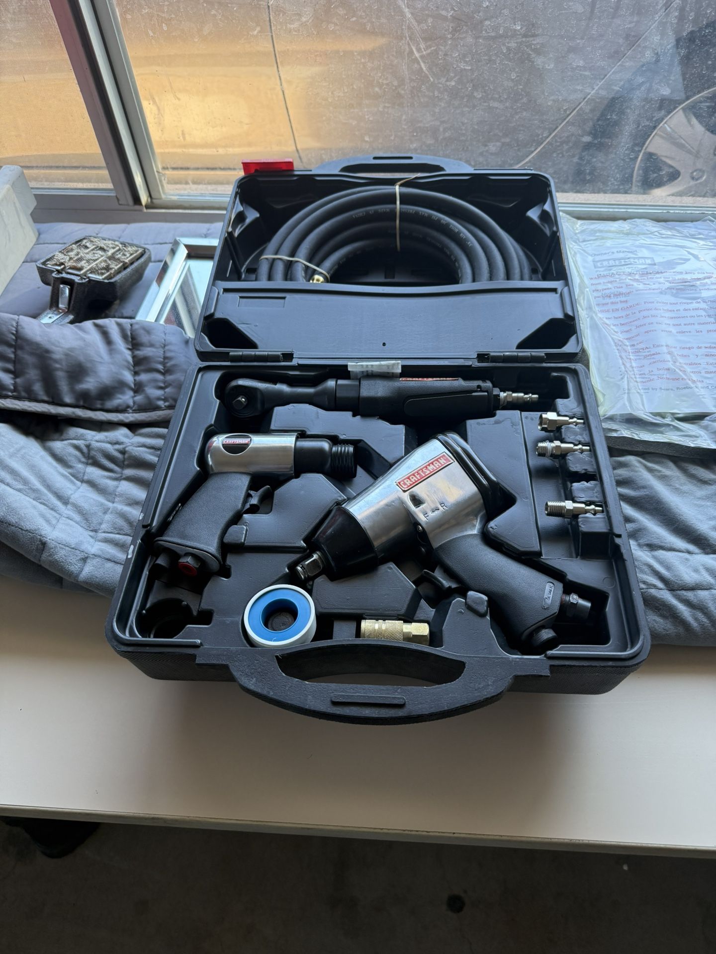Craftsman 10pc Mechanics Air Tool Kit Case Hammer 1/2 Impact Wrench 3/8 Ratchet