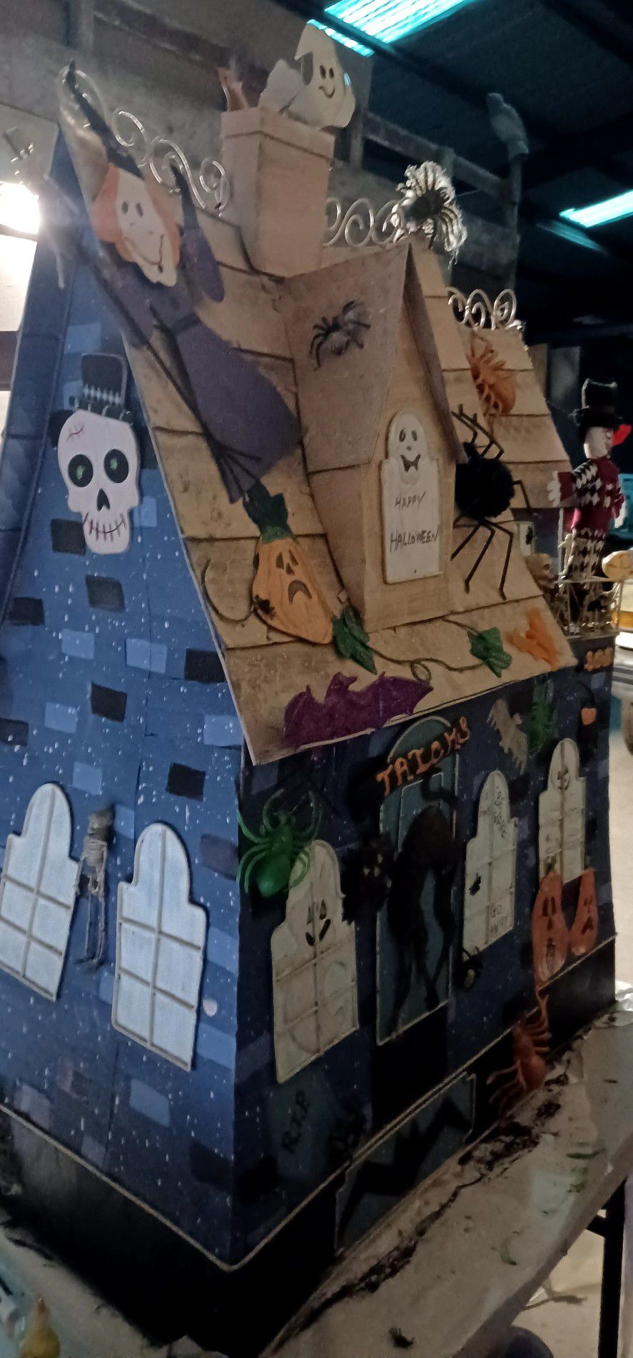 Haunted Halloween House Decorations 4 Foot X 3 X 1 Made Of  Tin