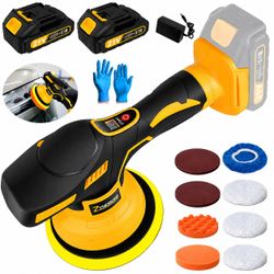 [NEW] 21V Cordless Car Polisher - Dual Action Buffer with 2 Batteries