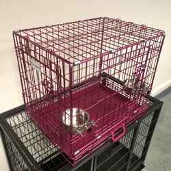 🔵 Brand New  Small 24” dog kennel cage as in Picture With 2 Bowls 🐶 for small dogs 