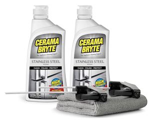 Cerama Bryte Stainless Steel Cleaner for Appliances, Streak-Free Shine and Protection for Refrigerators, Dishwashers, Ovens, and Grills, 16 Fluid Ounc
