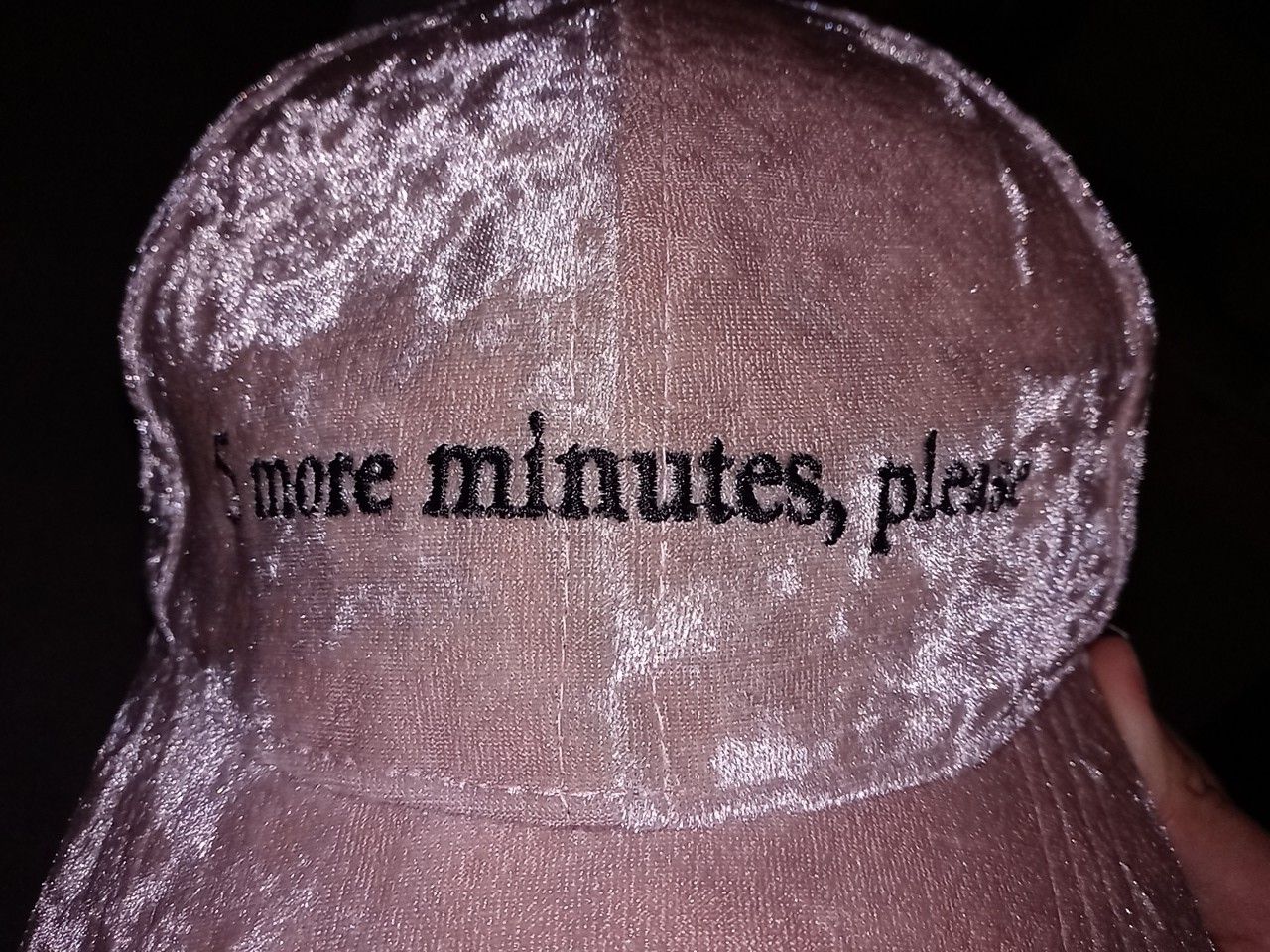 5 more minutes please velvet hat 25 cents