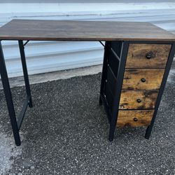 Rustic Brown Metal Framed Cloth Basket Computer Study Desk or vanity! Like new!  40x20x29in