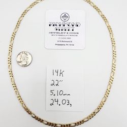 14k gold 22" Concave figaro chain