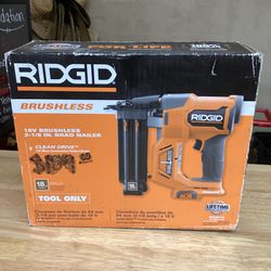 (New) RIDGID 18V Lithium-Ion Brushless Cordless 18-Gauge 2-1/8 in. Brad Nailer (Tool Only) with CLEAN DRIVE Technology