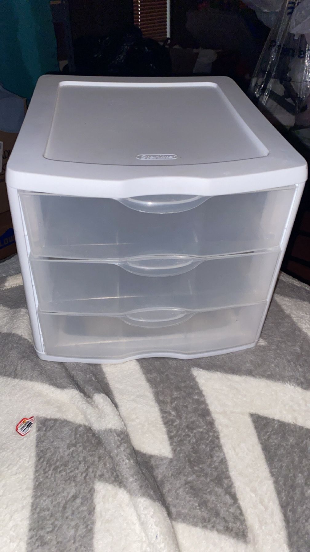 Sterilite Small 3 Drawer Unit Clear Plastic Countertop or Desktop Drawers White