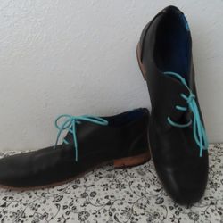 Womens JOHN FLUEVOG CBC Radio Derby Black Leather Oxfords Sz 8.5