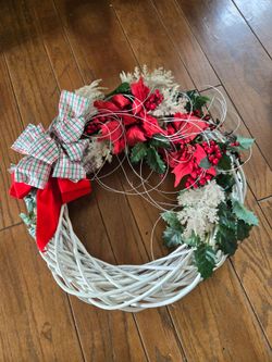 Christmas wreath - white woven Grapevine