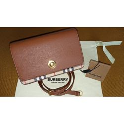 BURBERRY Calfskin Mini Vintage Check Note Bag Tan 