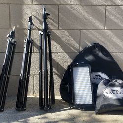 Light Stands + LED Lights And Bag