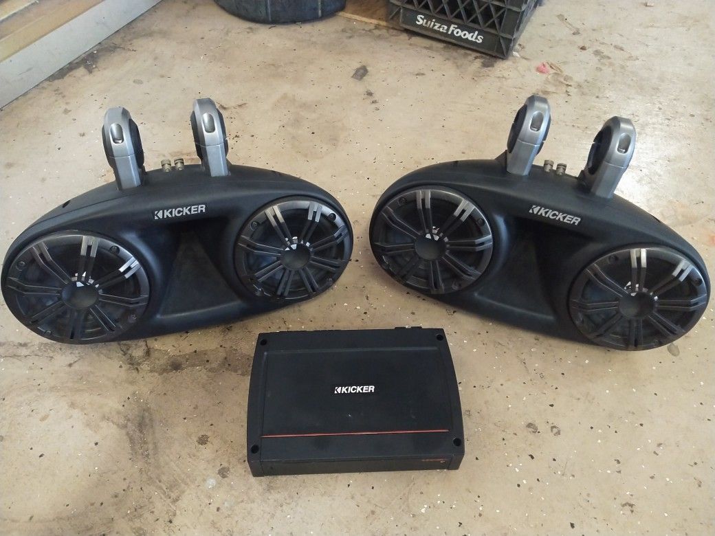 Kicker Wakeboard Tower Speakers And Amp Wake Board Marine