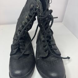 Jeffrey Campbell Black Leather Combat Boots Size 9.5