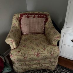 Yellow Floral Accent Chair