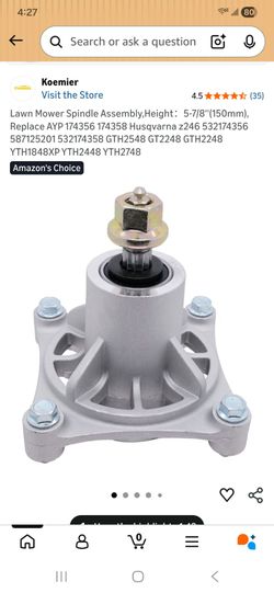 Lawn Mower Spindle Assembly,Height: 5-7/8"(150mm). Replace AYP 17458 Husqvarna z56 01 58 GTH2548 GT2248 GTH2248 YTH18