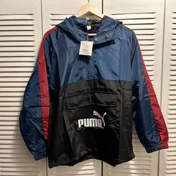 PUMA Windbreaker Jacket NEW Unisex Large Navy Black Red
