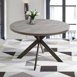 New Round Dining Table, Mid-Century Round Kitchen Table for 4 Person, Modern Leisure Coffee Table Table Top Color: Gray