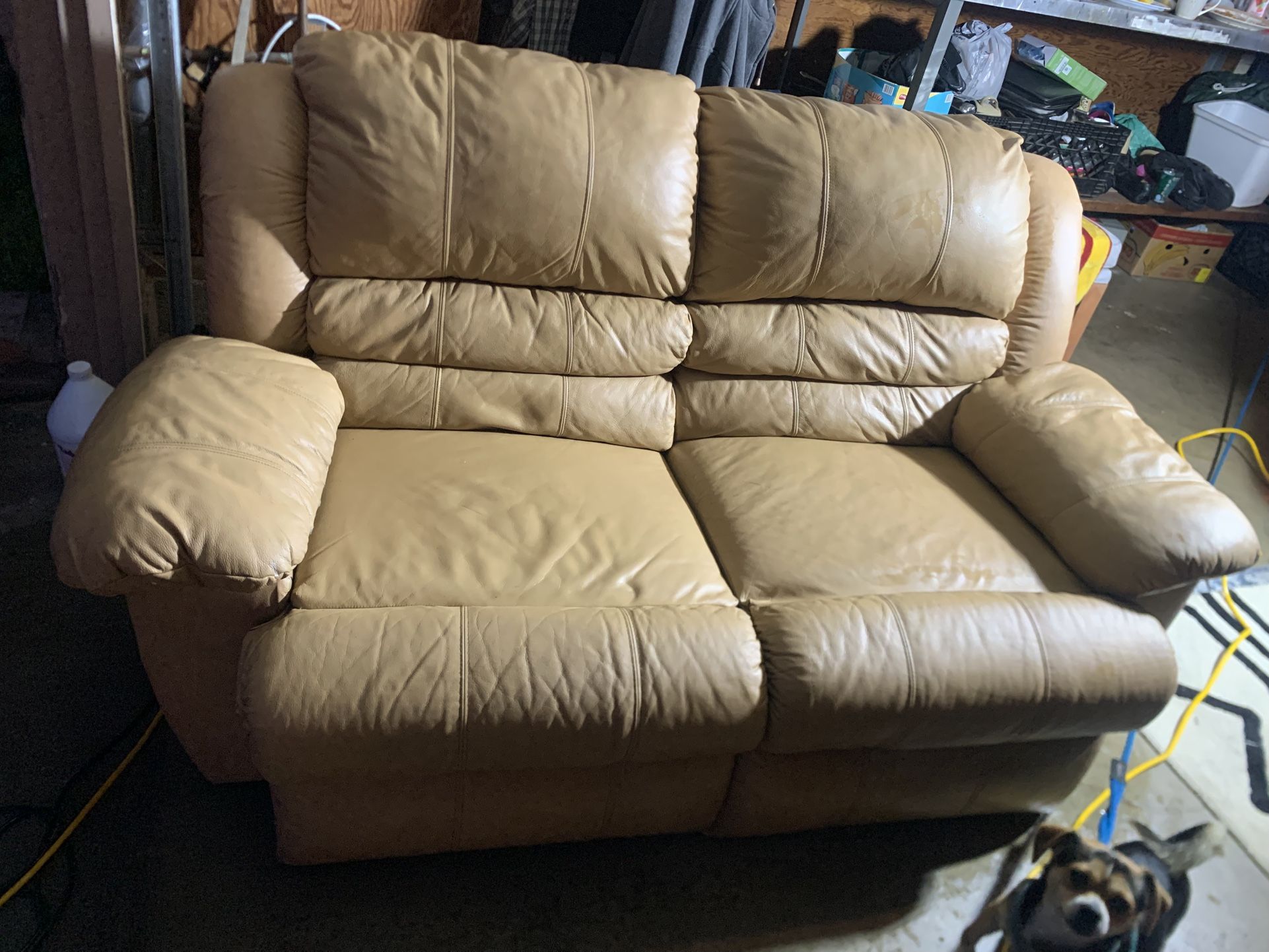 Beige Leather Couches