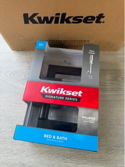 Kwikset Halifax Square Matte Black Privacy Bed/Bath Door Handle with Lock ($30 Each)