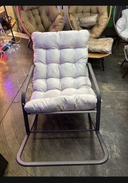 New Assembled-3-Piece Outdoor Patio Furniture Sets Gray Rocking Chairs and Glass Table Set - Gray Color