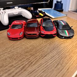 1-38 Scale Cars Mustang GT ,Lamborghini, Lamborghini Urus, And Porsche Carrera GT.