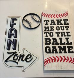 Baseball Themed Wall Signs Decor Set