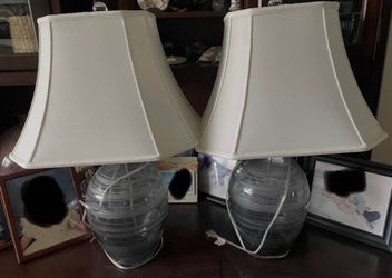 Pair of gray glass lamps