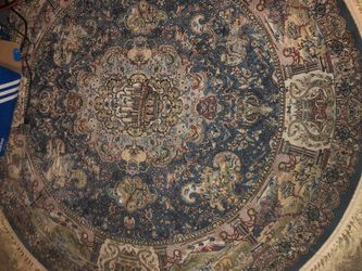 Persian Rug - made in Iran - half cotton half wool - tassels- 5 feet round good condition- $650