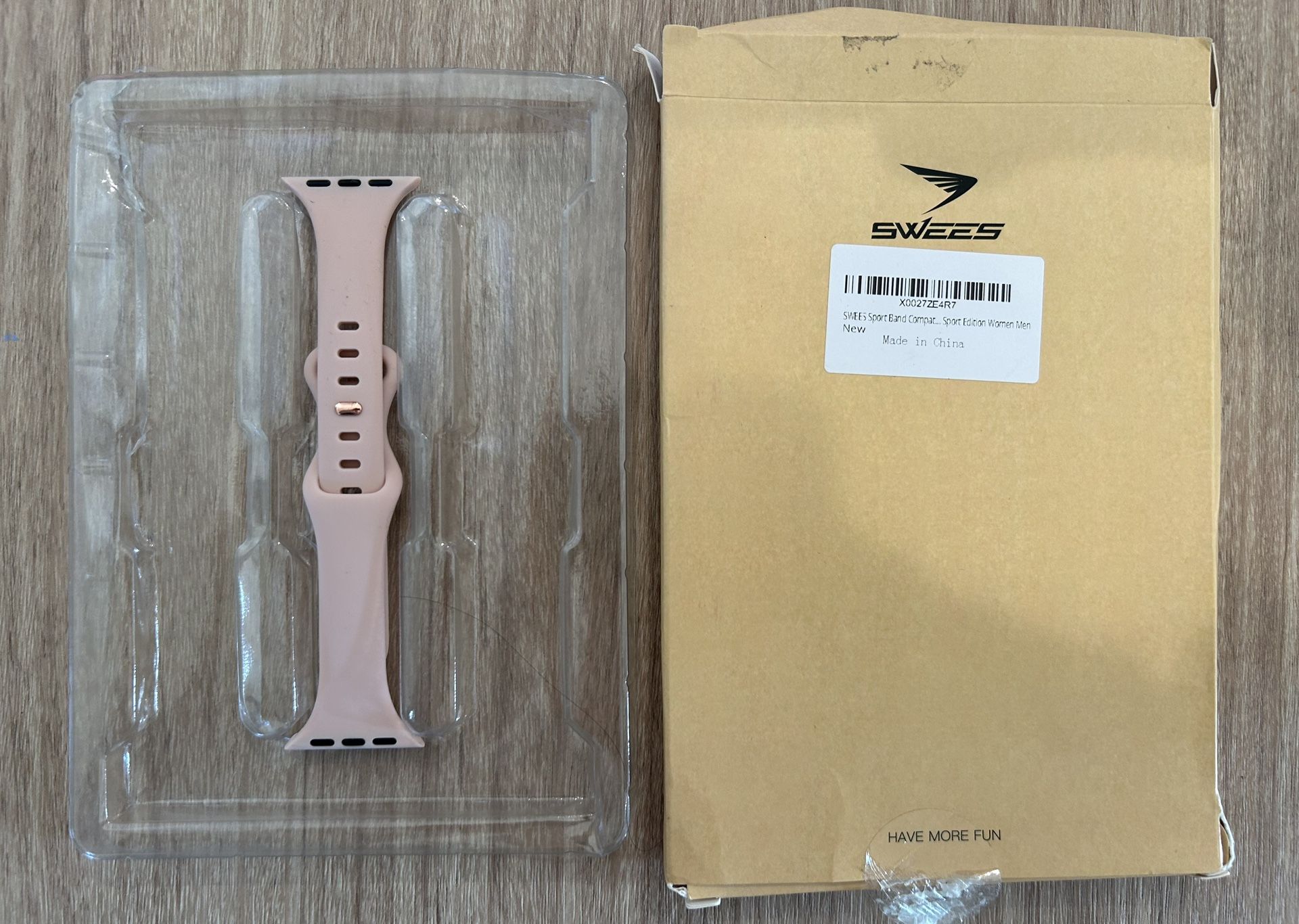 Pink sport band for Apple Watch, new in box.