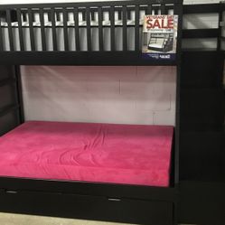 Twin Over Full Bunkbed With Staircase And Plenty Of Storage Drawers