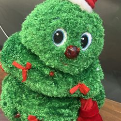 Cute Green Christmas Tree Plush Toy Santa Hat collectible dandee batteries not included dances