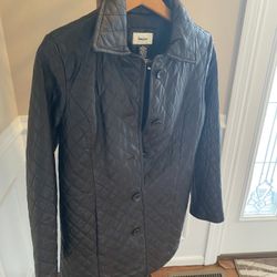 Neiman Marcus Black Quilted Leather Coat