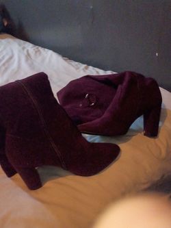 Red velvet high boots
