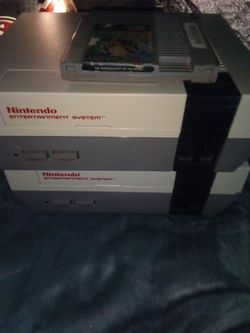2 Nintendo NES-001 WITH 1 GAME THE SIMPSONS BART VS THE WORLD
