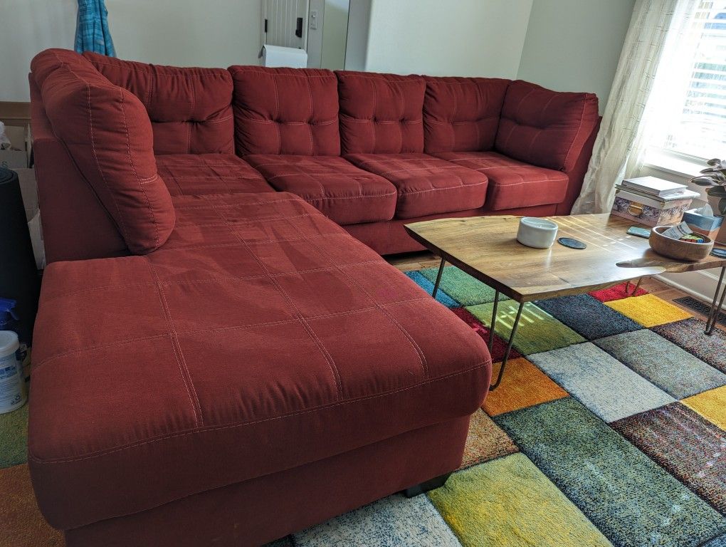 Red sectional couch / sofa

