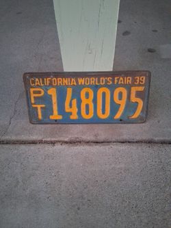 California world fair 1939 license plate