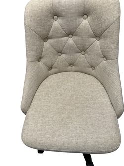 Beige Tufted Upholstered Swivel Desk Office Chair w/ Wheels