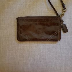 Coach Brown Patent Leather Wristlet 