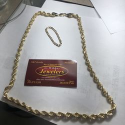 14 Kt Genuine Gold , 24” Long Rope Necklace 9 Millimeters