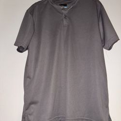 PGA TOUR Men's Large Gray Short Sleeve Henley Golf Shirt