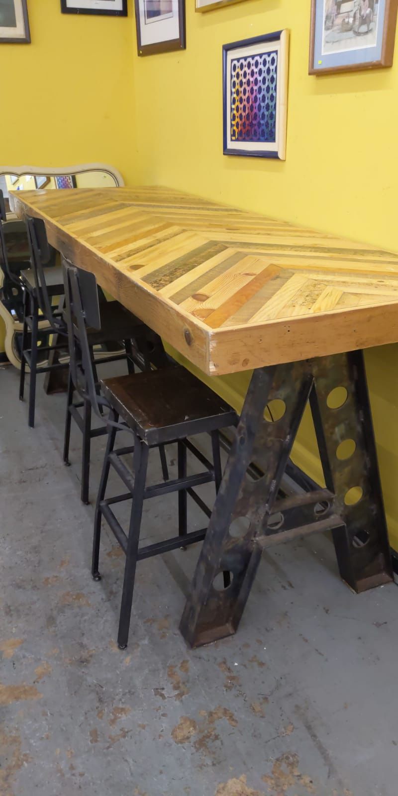 Custom built high Top table with iron chairs