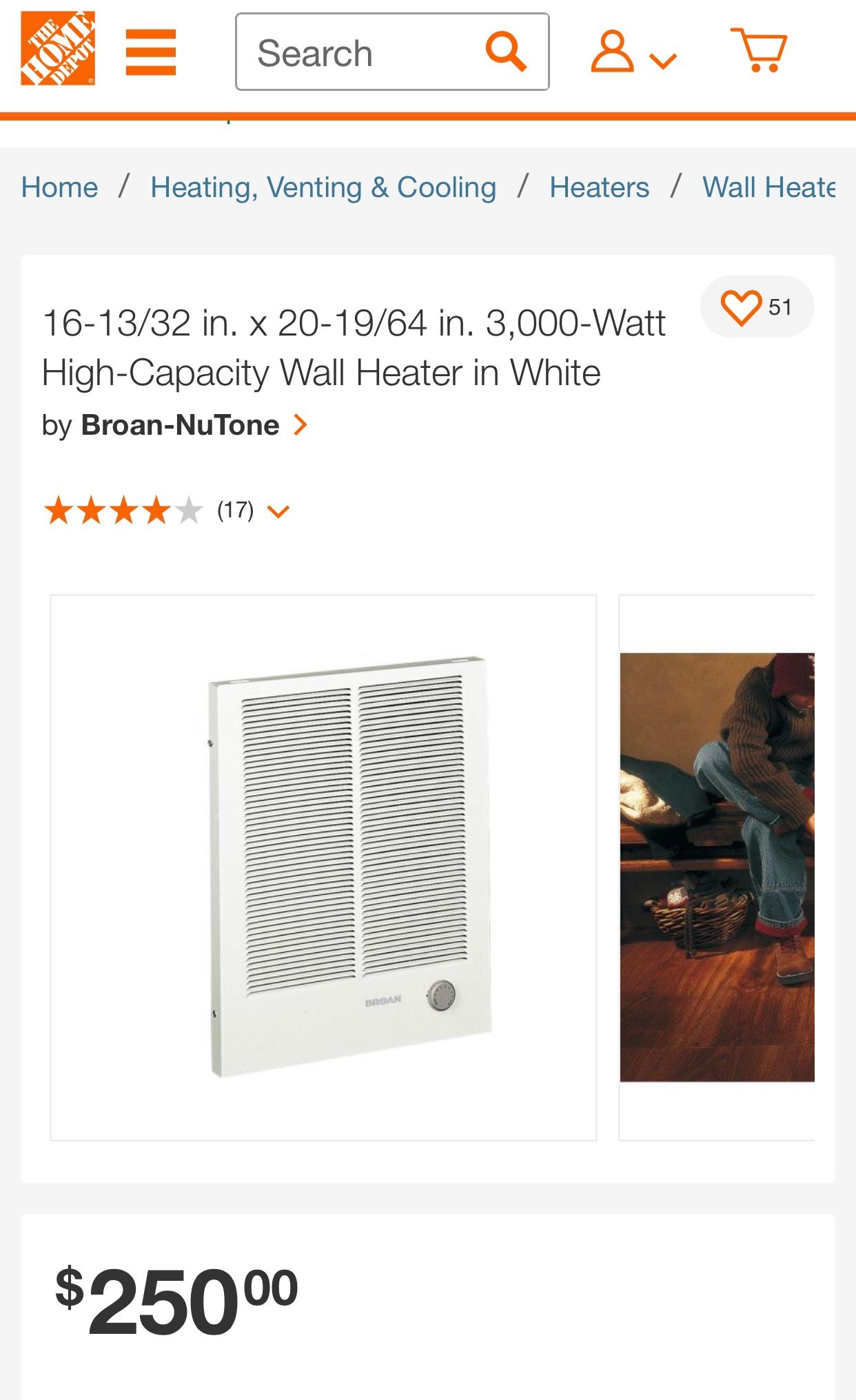 Good working big wall Cadet Heater with case & cover 3000 watts